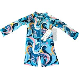 NEW Mott 50 x Ma Sonette UPF 50+ Swimsuit Rash Guard Long Sleeve Baby 6-12 M